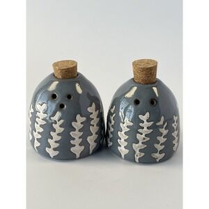 Mud Pie Ceramic Salt and Pepper Shakers Blue &‎ White 3" Tall